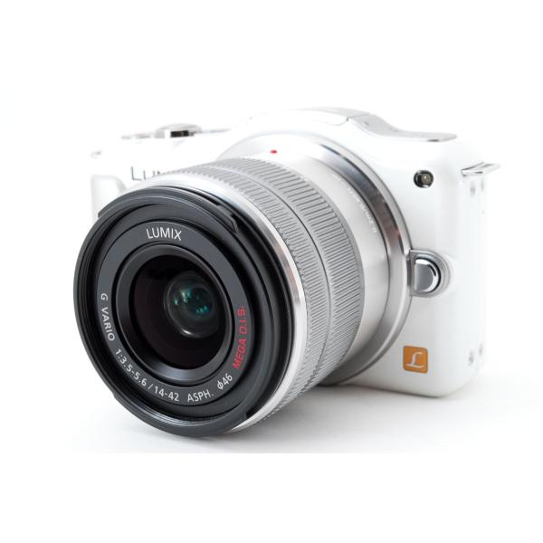 【中古】パナソニック Panasonic Lumix DMC-GF5 シェルホワイト レンズキット 美品 SDカードストラップ付き