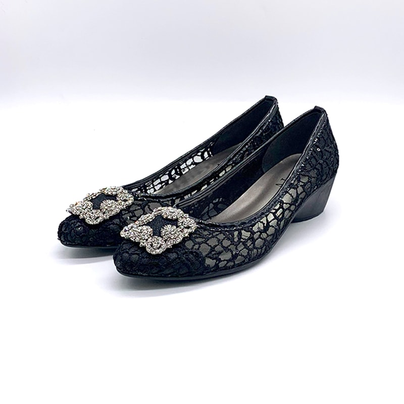 3CMヒール バレーシューズ スクエアトゥー涼しげ ビジュー ローヒール歩きやすいモールドソール使用 履きやすい滑りにくい 安心 安心の日本製08-3508 韓国ファッション