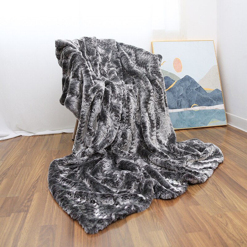 イタリアItalyミラノ軽奢高級グレースタイルフェイクファーの毛布ソファ寝室おしゃれな毛布
