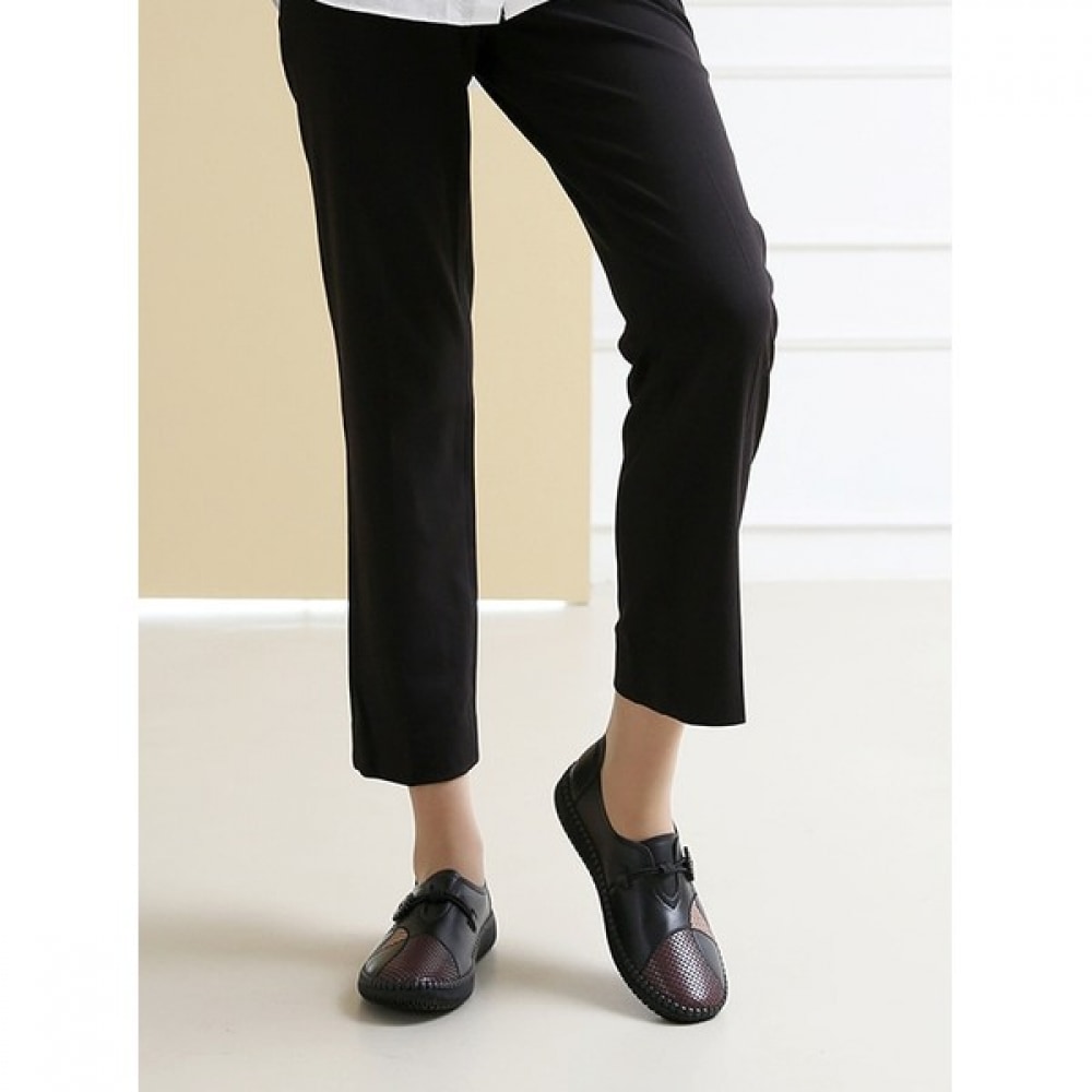 (Ninaspari) ヨーロピアンキルティングボタンバンドレザーローファー