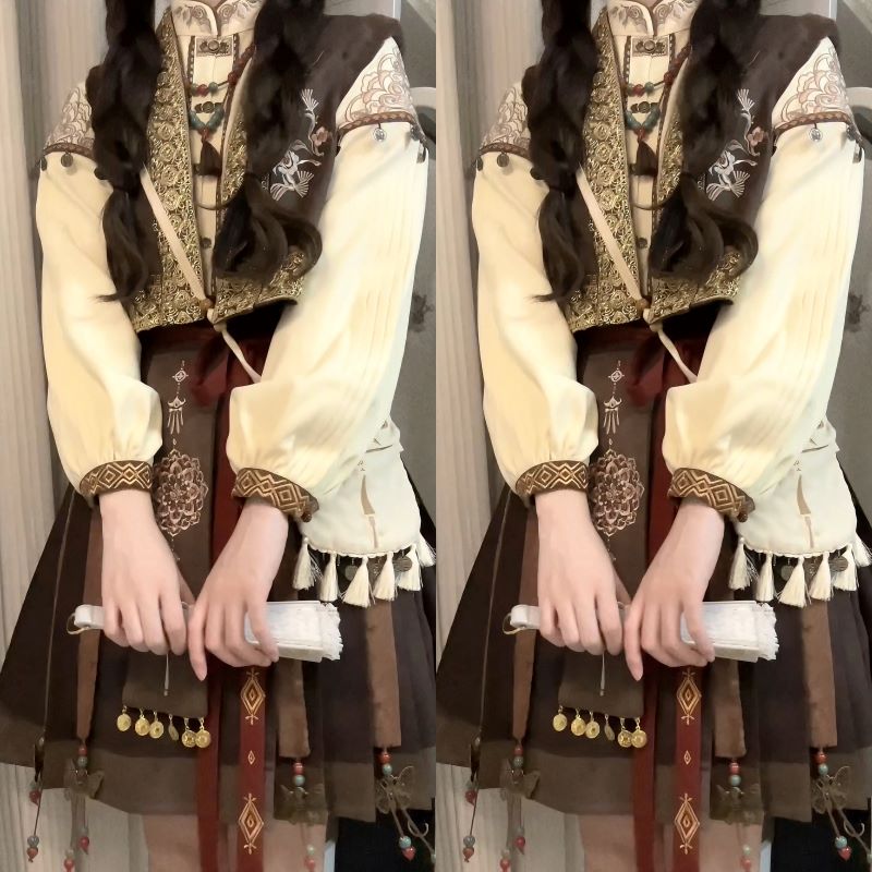 正規品弥煙新韓国韓cos元素馬甲シャツ半スカート民族 9,101円