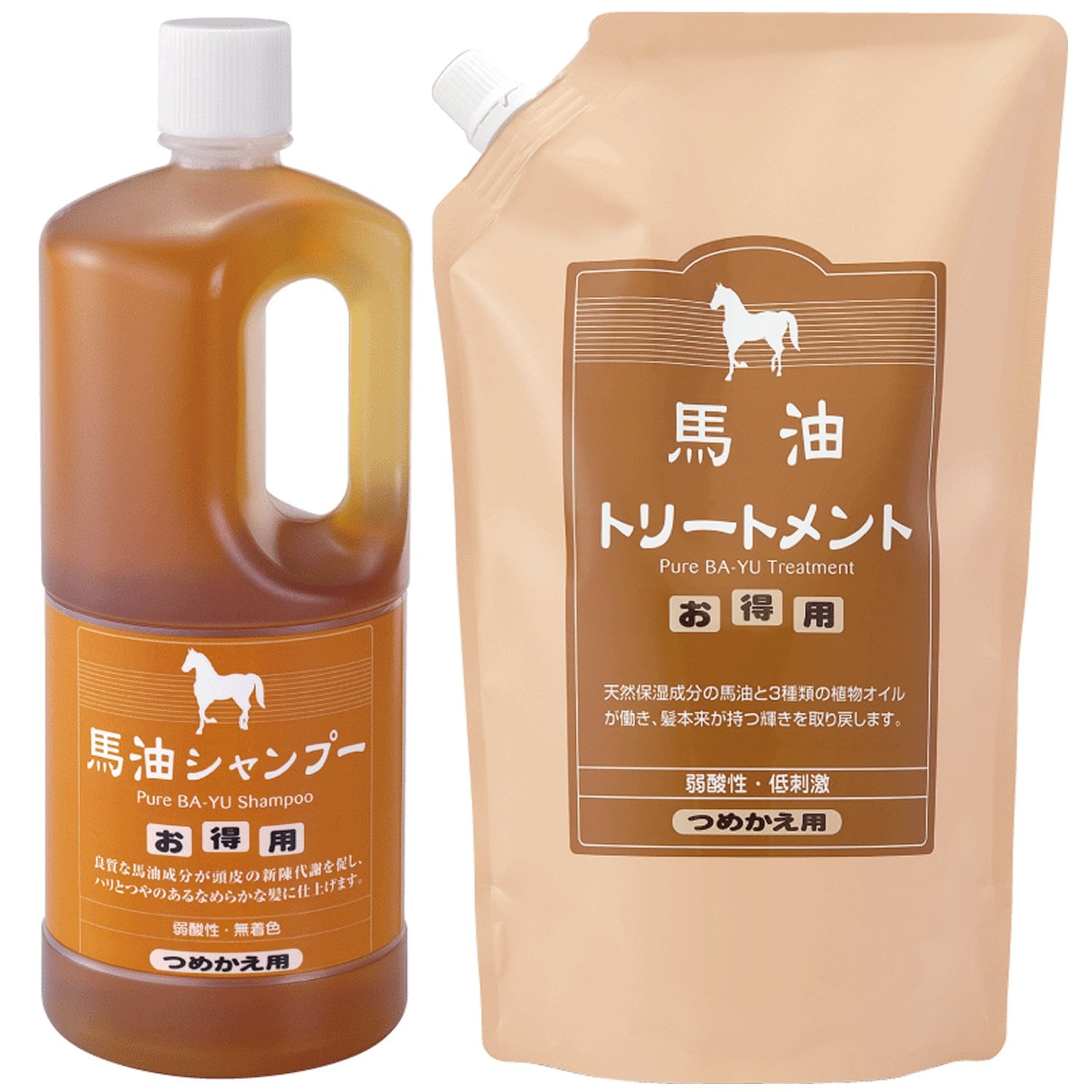アズマ商事の　馬油トリートメントとシャンプーの　詰替え用　各1000ｍｌ