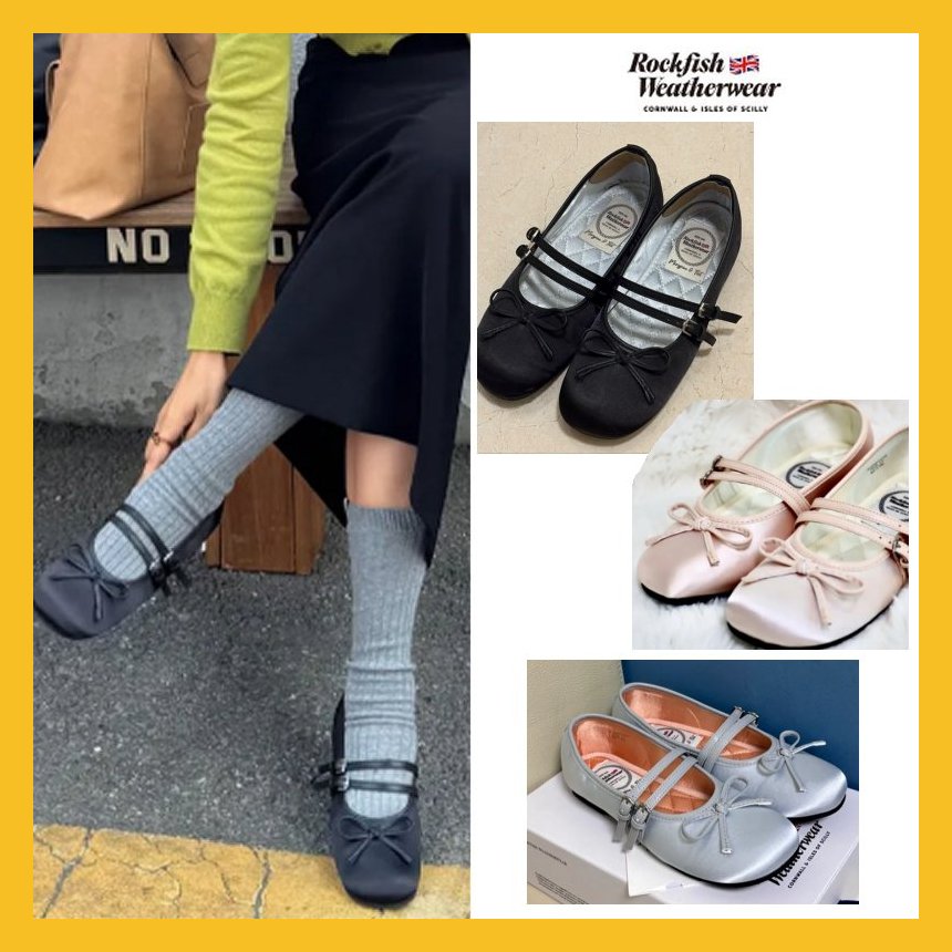 SQUARE TOE TWO STRAP MARYJANES(SATIN) フラットメリージェーン 3 色