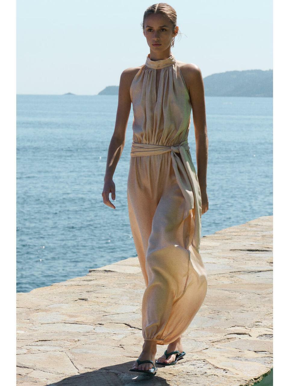 H&M ホルターネックジャンプスーツライトベージュ 1343866001