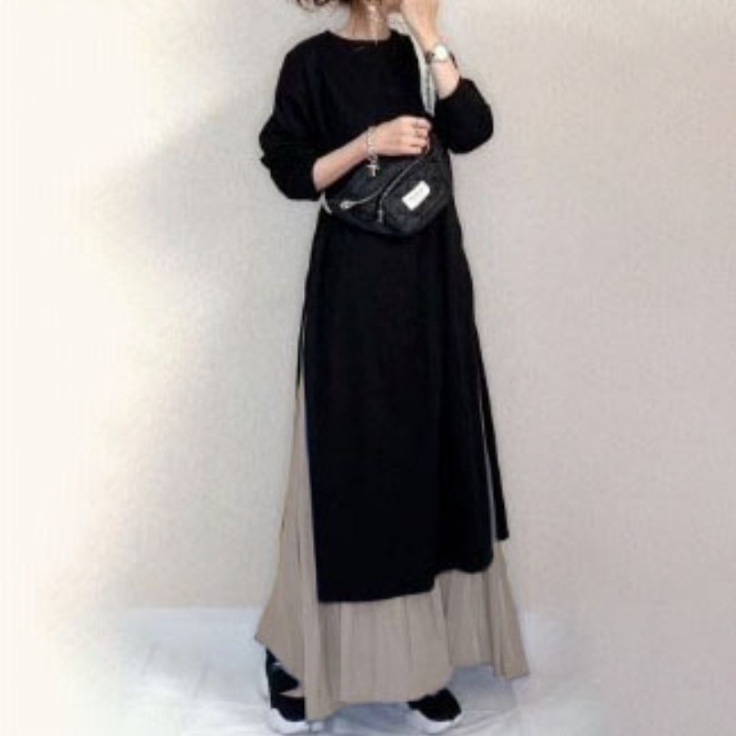 【人気爆発中】【2点TYPE】ロングトップス+プリーツスカートワンピースセット