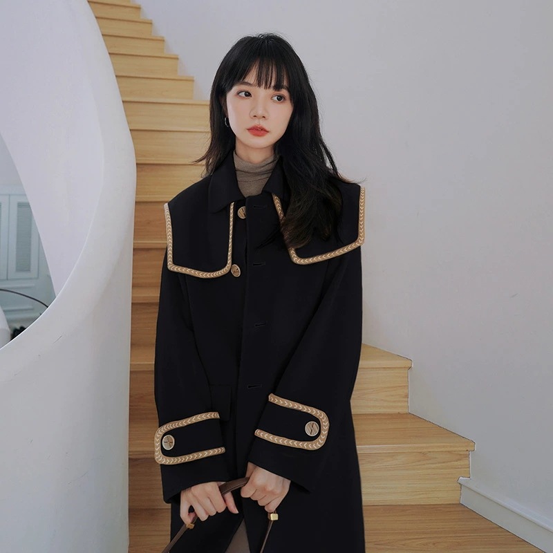 コート ミディアム丈 ロング 優雅 通勤 韓国風 カジュアル レディース ダッフルコート大きいサイズ ボダン 秋冬 S-XL 厚手 2colors ブラック ベージュ