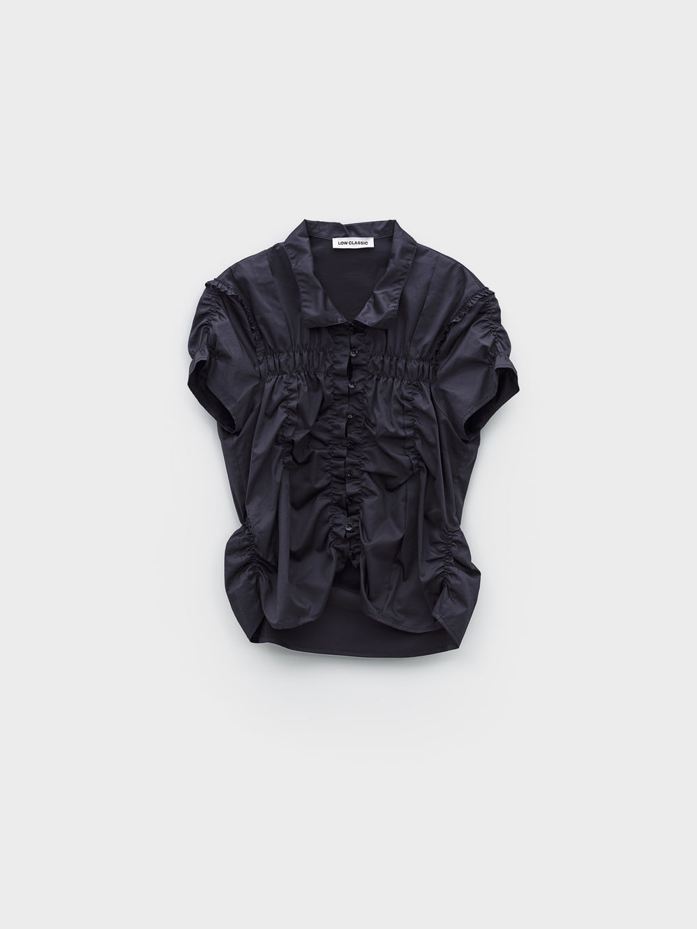 【LOW CLASSIC】 26SS WRINKLE HALF SLEEVE SHIRT : NAVY