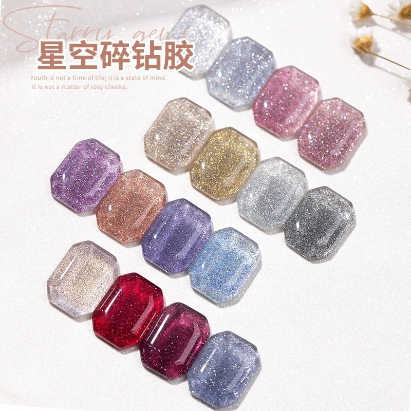 グリッタートワイライトロゲマニキュア 24 反射接着剤星空ブロークンダイヤモンドネイルポリッシュジェルネイルアートショップ