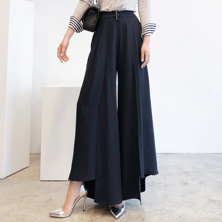 レディース パンツ ロングパンツ パンツスカート ロング ロング丈 膝下 ワイド ワイドパンツ スリ