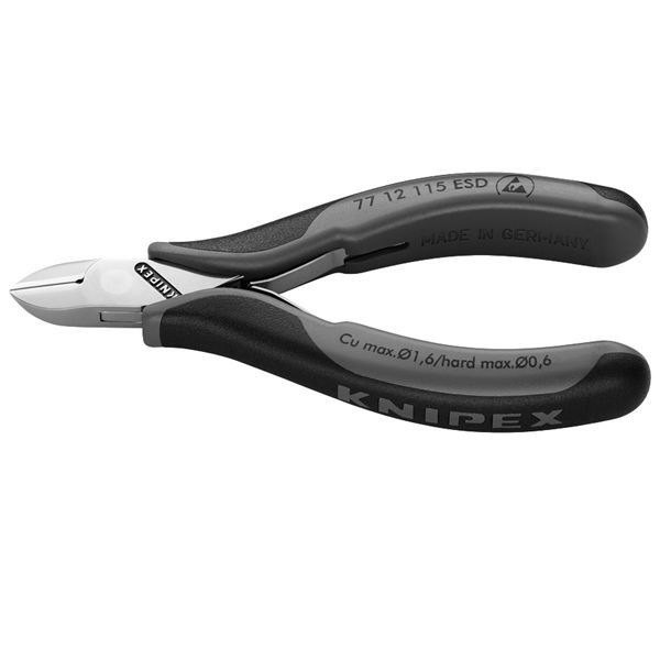 KNIPEX クニペックス エレクトロニクスニッパー プラスチックコーティング サイズ67x16x115mm パック入 7712-115ESDSB