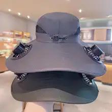 ソーラーファン付きビーチハット通気性のあるつば広帽子UVカット女性用スポーツギアアウトドアビーチハイキングキャンプに