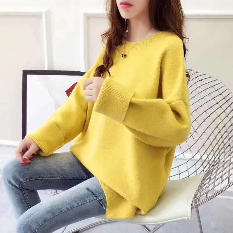 トップス ニットソー セーター 袖あり 長袖 ドロップショルダー ラウンドネック スリット サイドスリット ニット かわいい 大人可愛い シンプル カジュアル 大人 おしゃれ お洒落 wto0437