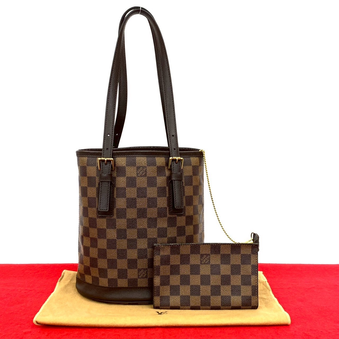 ヴィンテージ マレ ダミエトートバッグ レザー PVC ブラウン 29178