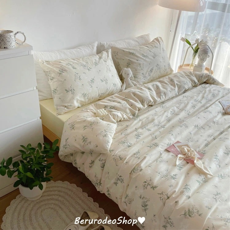 寝具 布団カバーセット 花柄 韓国風 掛け布団カバー オシャレ 3点セット 4点セット シングル ダブル 寝具カバーセット 綿100% コットン100% ベッド用品 敷きカバー ピローケース 全6色