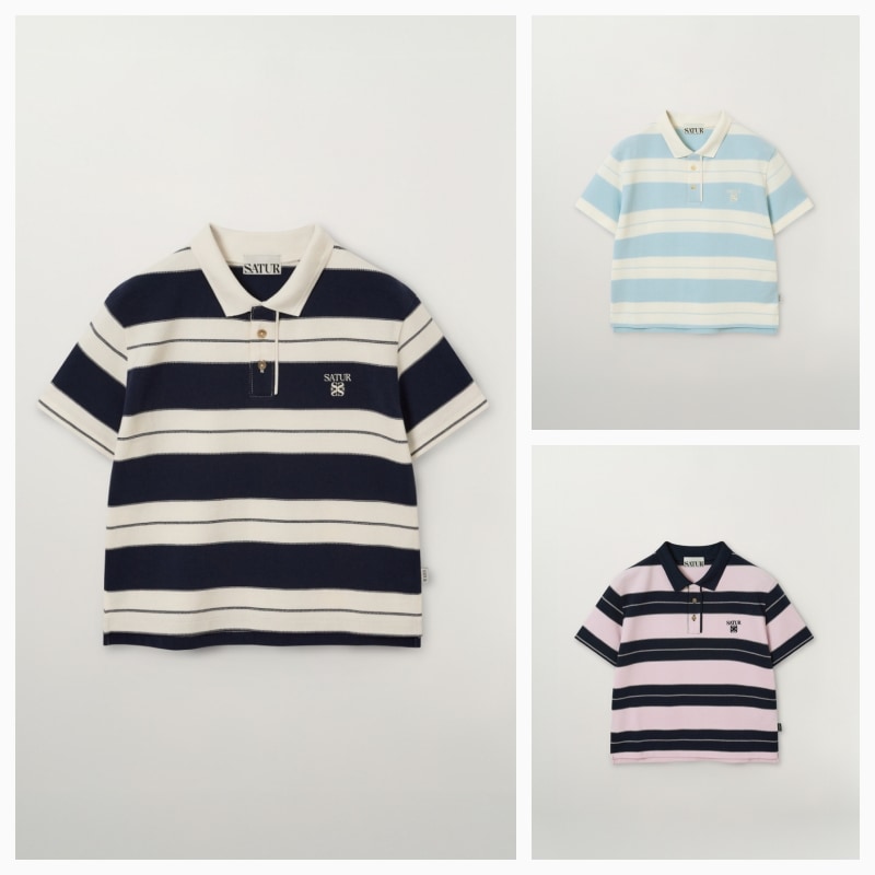 【SATUR】26SS (W) APERO STRIPE PIQUE T-SHIRT : 3COLORS