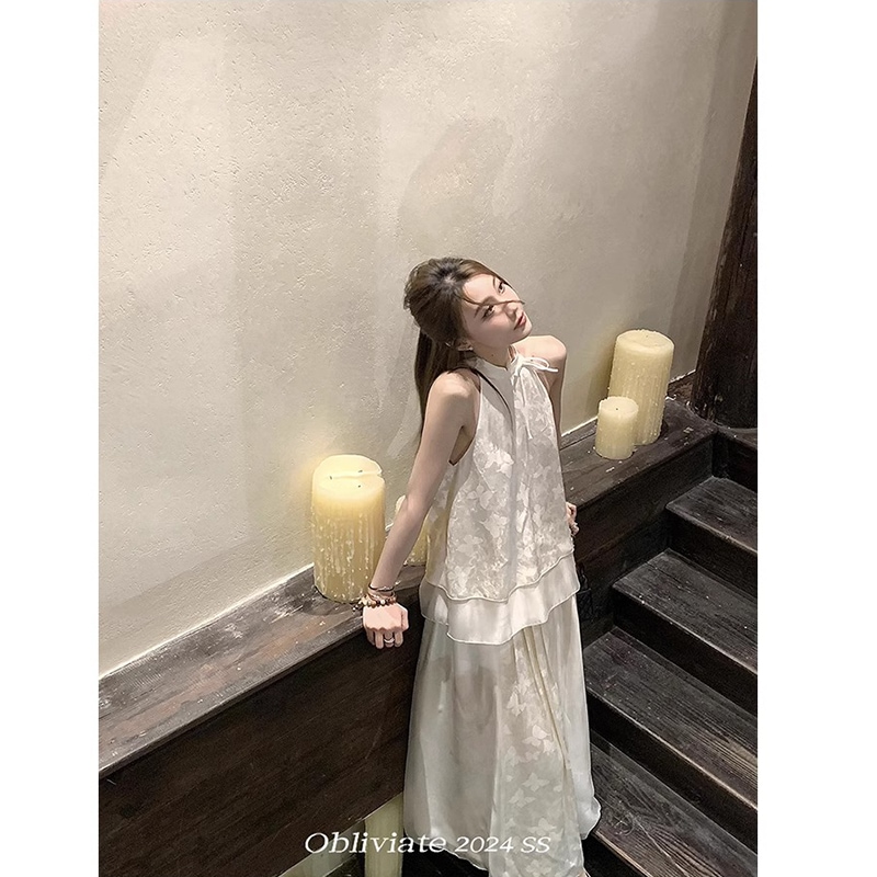 ジャカード裏地の白茶釉の新しい中国風のナショナルスタイルのバタフライトップとスカートの女性用スーツY32