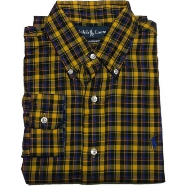 長袖 ワンポイント ボタンダウンシャツ チェック イエロー PR2-661