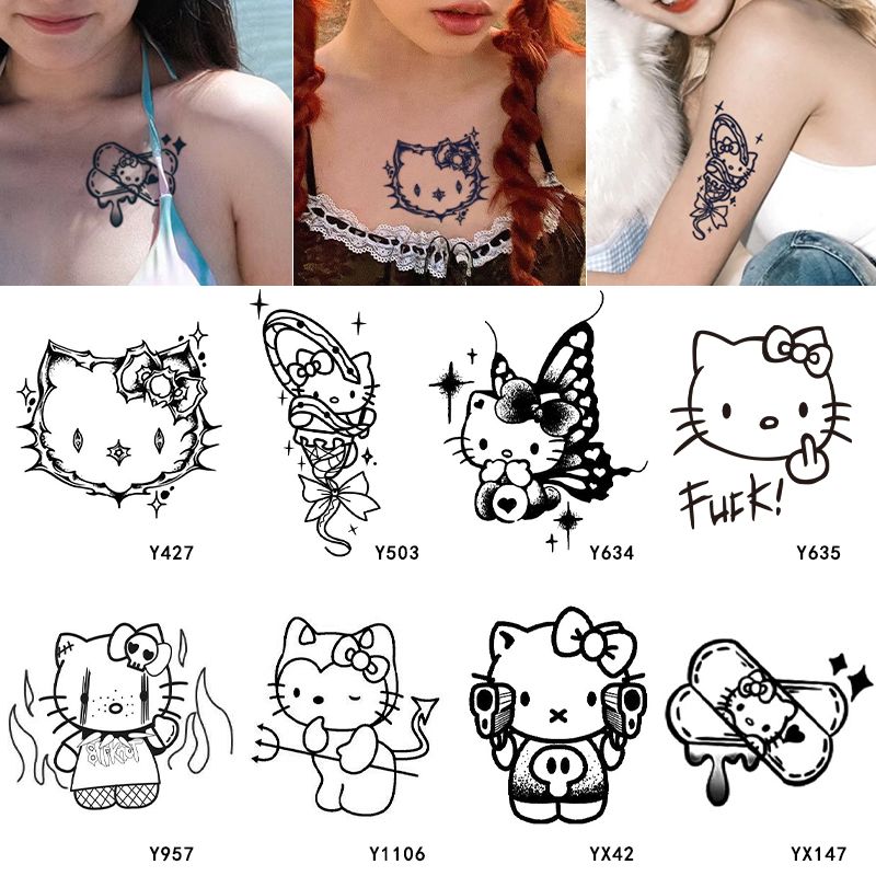 【10点セット】タトゥーシール 防水 ins風グアタトゥー 2週間持続 タトゥー貼り かわいい甘いクールな少女心 刺青 入れ墨 タトゥーボディステッカー 水洗い可能な長持ち 1