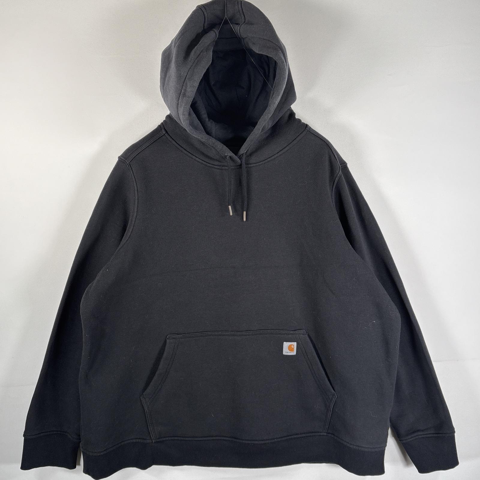 古着 パーカー ワンポイントロゴ 大きいサイズ Relaxed Fit マフポケット 3X 24w26w ブラック レディース