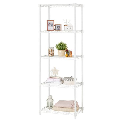 ルミナス ラテ スリム収納ラック ホワイト 白 5段 幅60 おしゃれ お部屋に馴染みやすい優しい色 スチールラック 全体耐荷重400KG 幅61×奥行41×高さ174CM 水や傷に強い キッチンラッ