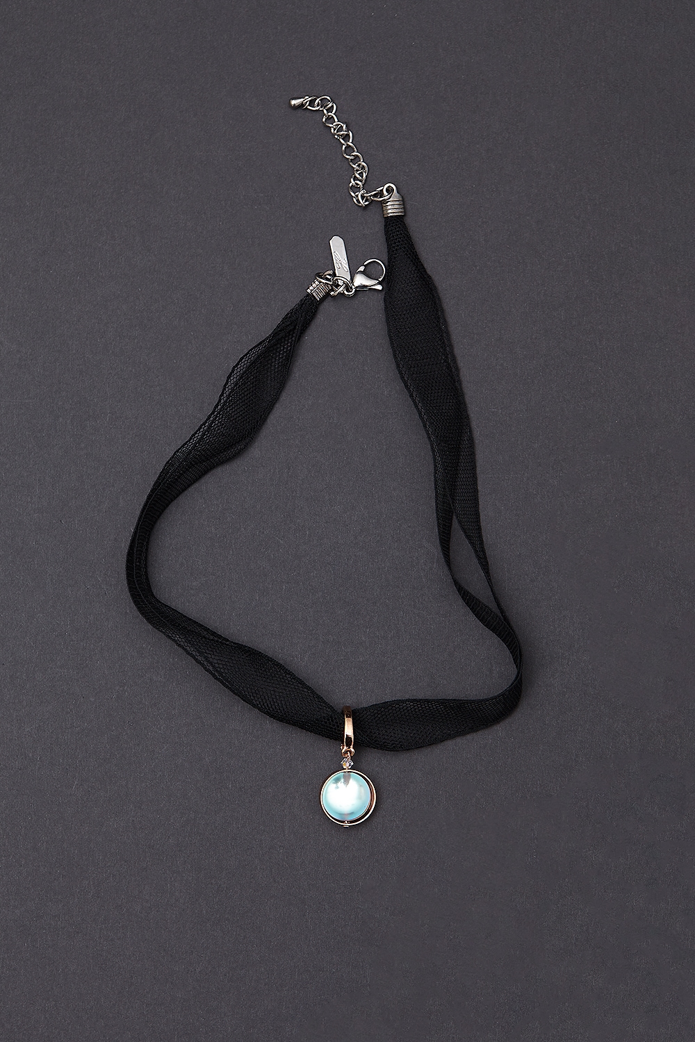 [HAZINA] Moonstone Mesh Silk Choker Necklace