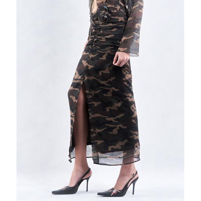 ◆2000Archives◆ RUCHED MAXI SKIRT CAMO 2A24HSSK01KH Qoo10] 2000archives 2000Archives RUCHED