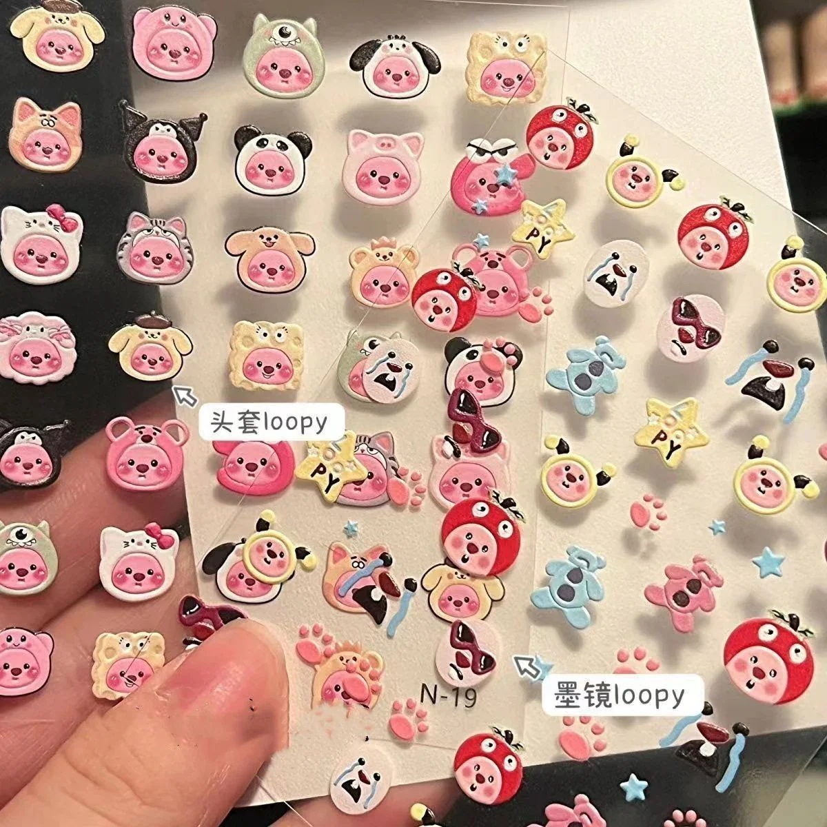 漫画かわいいloopyビーバー露比レリーフ立体ネイルステッカー携帯電話爪ペンスティック防水
