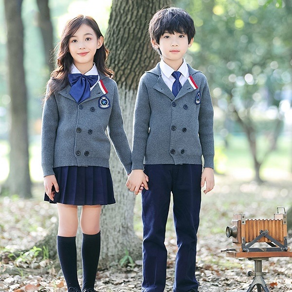 3点セット 秋冬服 学生服 子供制服 子供カーディガン ユニフォーム 卒業式 入園 女の子 男の子 受験 小学校 中学生 キッズ通園 通学制服 フォーマル 子供服 卒園式 発表会 グレー 100 11