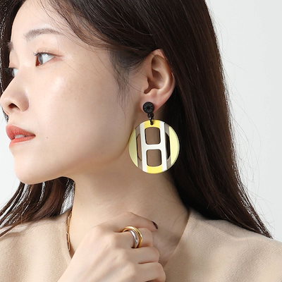 カラー限定特価】HERMES エルメス ピアス H EQUIPE アッシュ