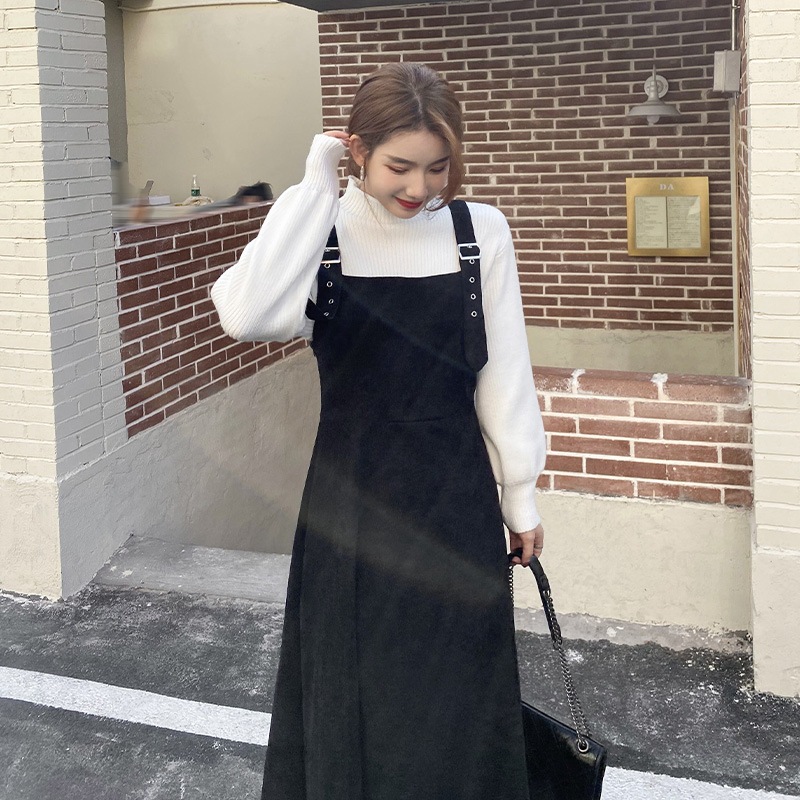 秋冬のフランスの高級セータースカートボトリングプチドレスとサスペンダースカートスーツ付き女性用X45