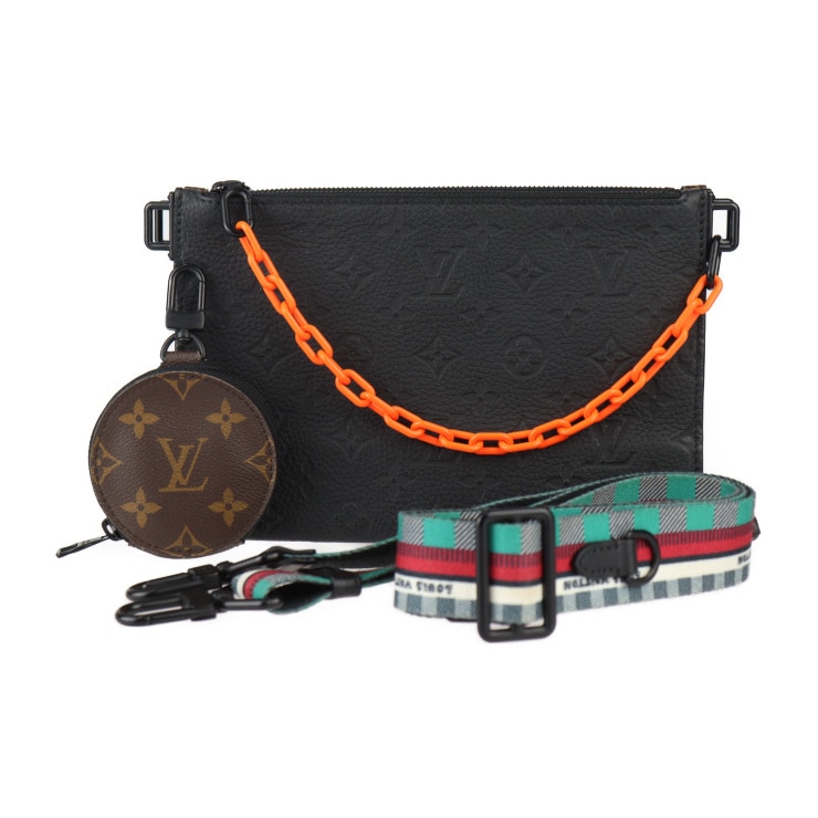 美品 LOUIS VUITTON ルイ ヴィトン ショルダーバッグ M59681 トリオ・ポーチ NM モノグラムキャンバス モノグラムアンプラント ブラウン ブラック 2WA【本物保証】
