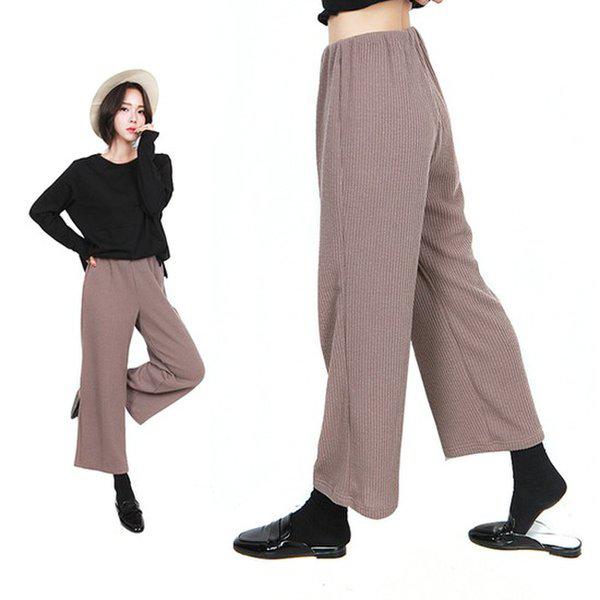 HスタイルMBD63ロジャーワイドパンツ ビッグ ニットバンディングパンツ スラックス