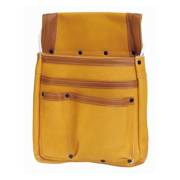 SK11 本革製マチ付釘袋 SHMK－BR 収納用品 腰袋サック 釘袋