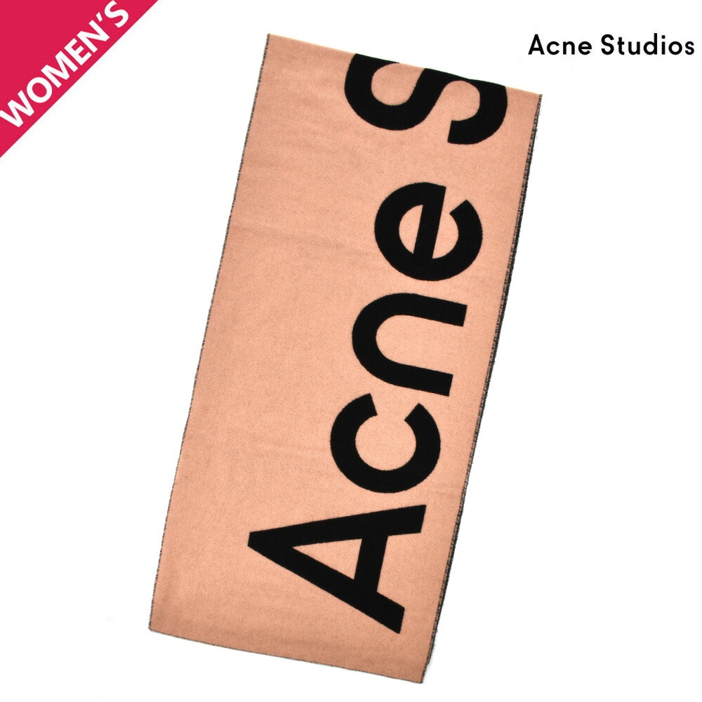 アクネストゥディオズ ストール レディース マフラー スカーフ ブラック ピンク Acne Studios JACQUARD LOGO SCARF[ca0090-br0000]