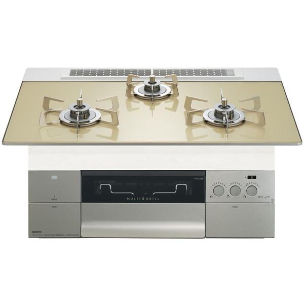 N3S23PWASFSTESC-13A シャンパンゴールドガラストップ プログレ ビルトインガスコンロ (都市ガス用・3口・幅75cm)