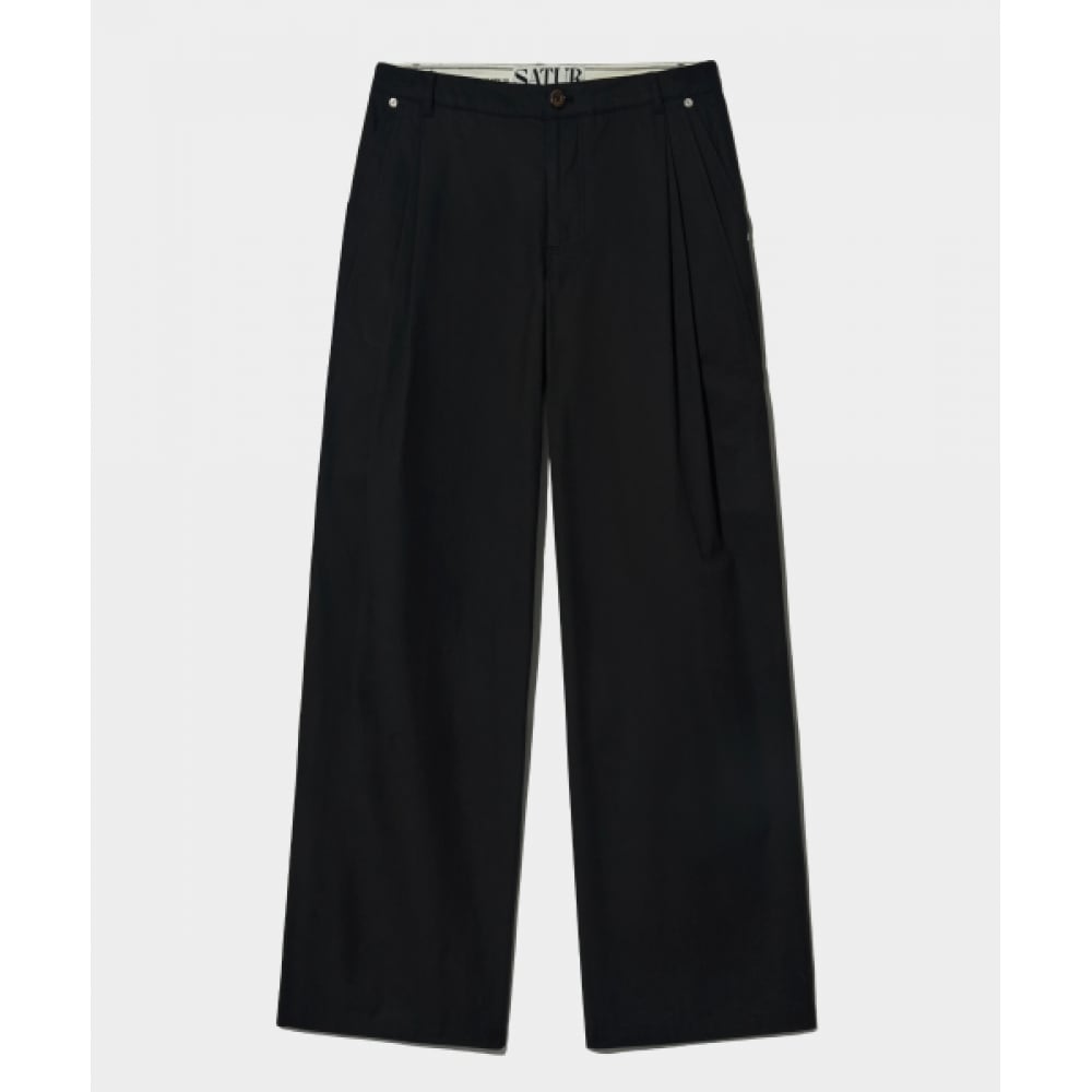 SATUR ビニャーレスツータックワイドチノパンツクラシックブラック