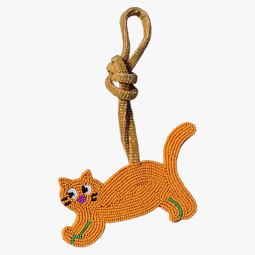 ねこ オレンジカラー ビーズ バッグチャーム チャーム