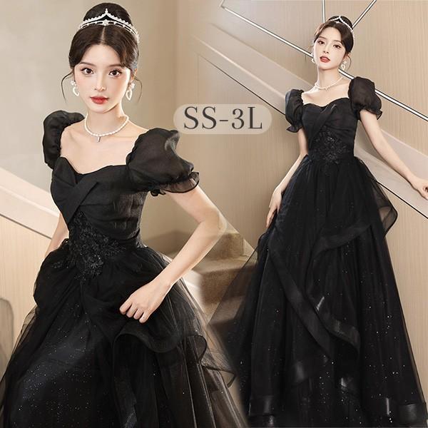 ドレス 大人 ピアノ 発表会 ロング丈 ぽっちゃり 大きいサイズ イブニングドレス 演奏会 ピアノ発表会 袖付き ワンピース