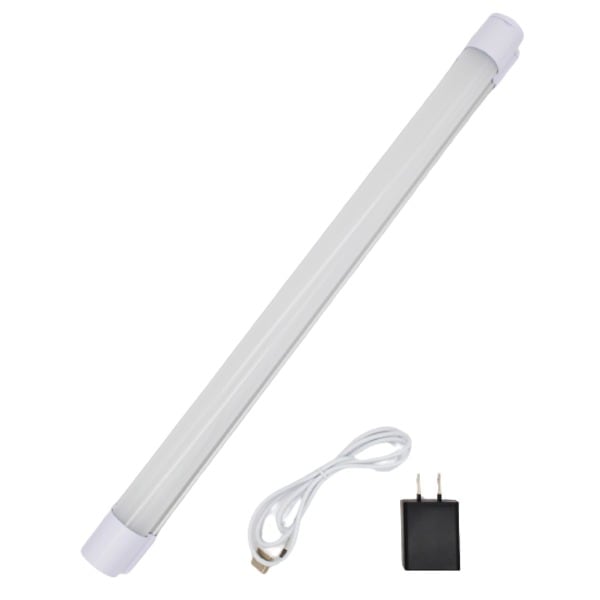 充電式 蛍光灯型 作業灯/照明器具 430mm マグネット付き 防水規格IP54 ACアダプター USBケーブル付き 作業
