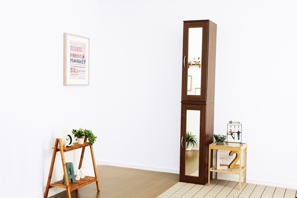 シューズボックス ラック 棚 下駄箱 靴箱 玄関収納 おしゃれ ナチュラルモダン 鏡 ミラー 姿見 連結 キャビネット 木製 幅29cm 2点セット