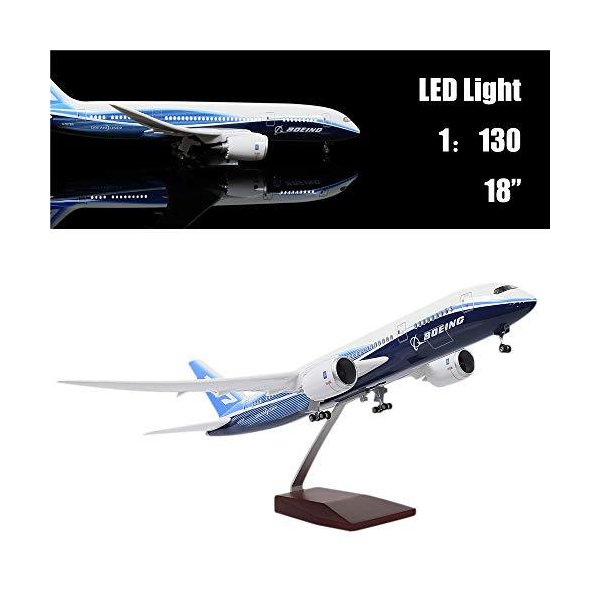 46cm 1:130 Scale Diecast Airplane Model Boeing 787 with LED Light Super Simulation Aircraft Model 並行