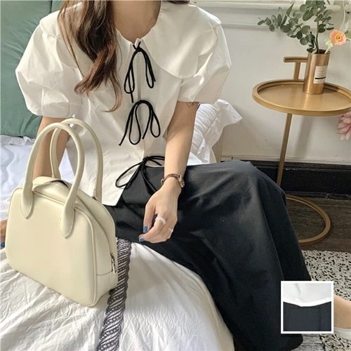 カジュアルセットアップスカートセットアップ 韓国 ファッション レディース 春 夏 カジュアル コーデ シンプル 定番 セレカジ 20代 30代 40代 2025 スカラップ ビッグカラー リボ