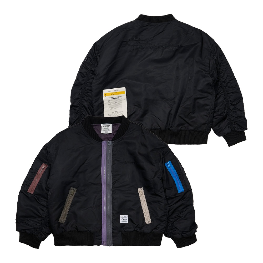 ZIPPER OVERSIZED MA-1 JACKET BLACK