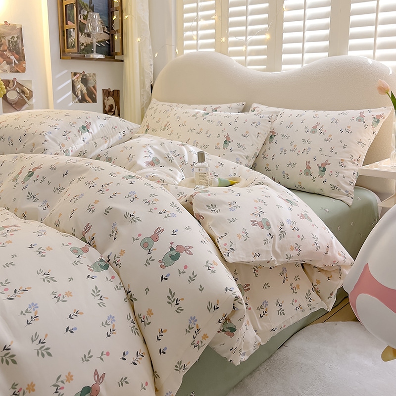 コットン花柄寝具4点セット純綿の小さなフレッシュキルトカバープリントベッドシーツキルトカバー3点 6,961円