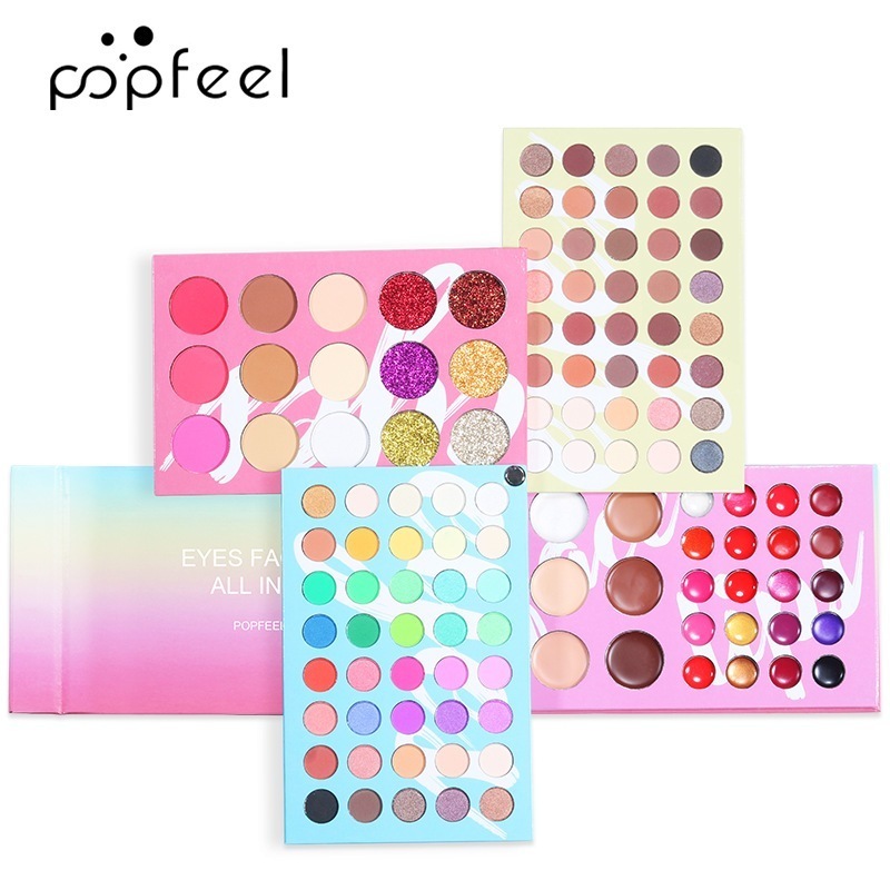 POPFEEL 121 色の回転式アイシャドウリップグロスチークファンデーションの 4 つが 1 つになったステージ メイクアップ パレット