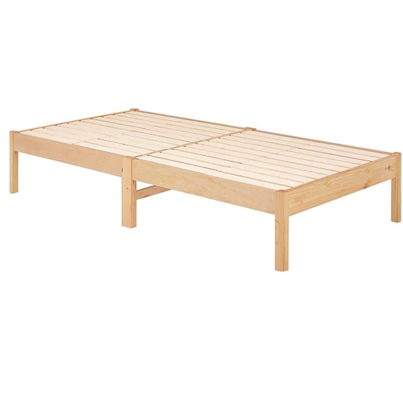 萩原 ベッド すのこベッド ベッドフレーム 【組立３分ベッド】 耐荷重350kg 工具不要 ヘッドレス シングル ナチュラル 幅 99.5 奥行 198 高さ 36.5 １台