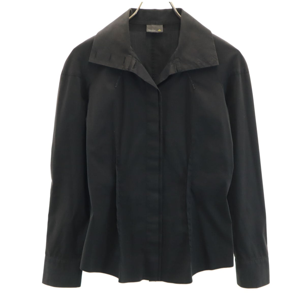 イタリア製 長袖 コットンシャツ 42 ブラック レディース 古着