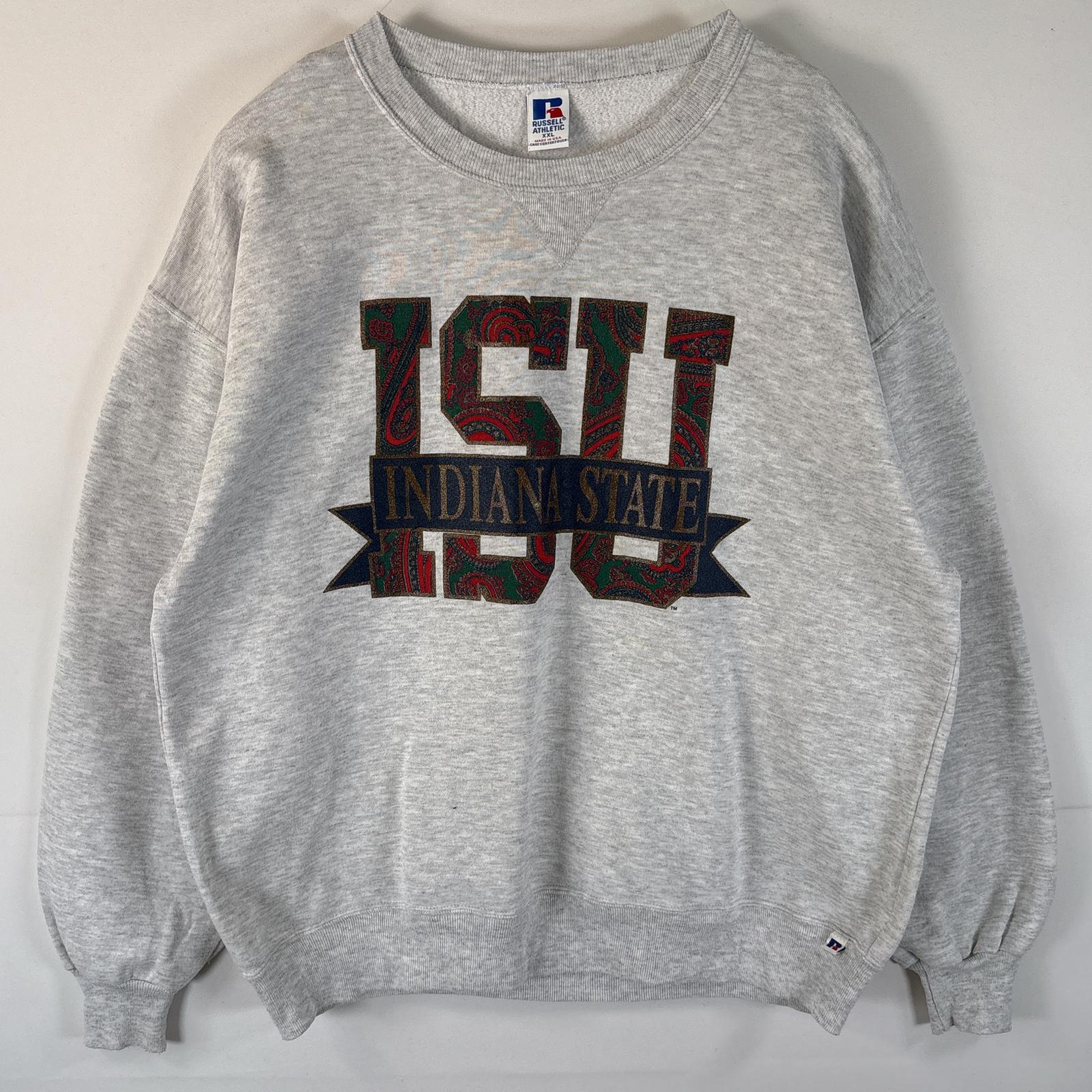 古着 90s/90年代 USA製 スウェット トレーナー カレッジロゴ クルーネック 大きいサイズ XXL グレー メンズ