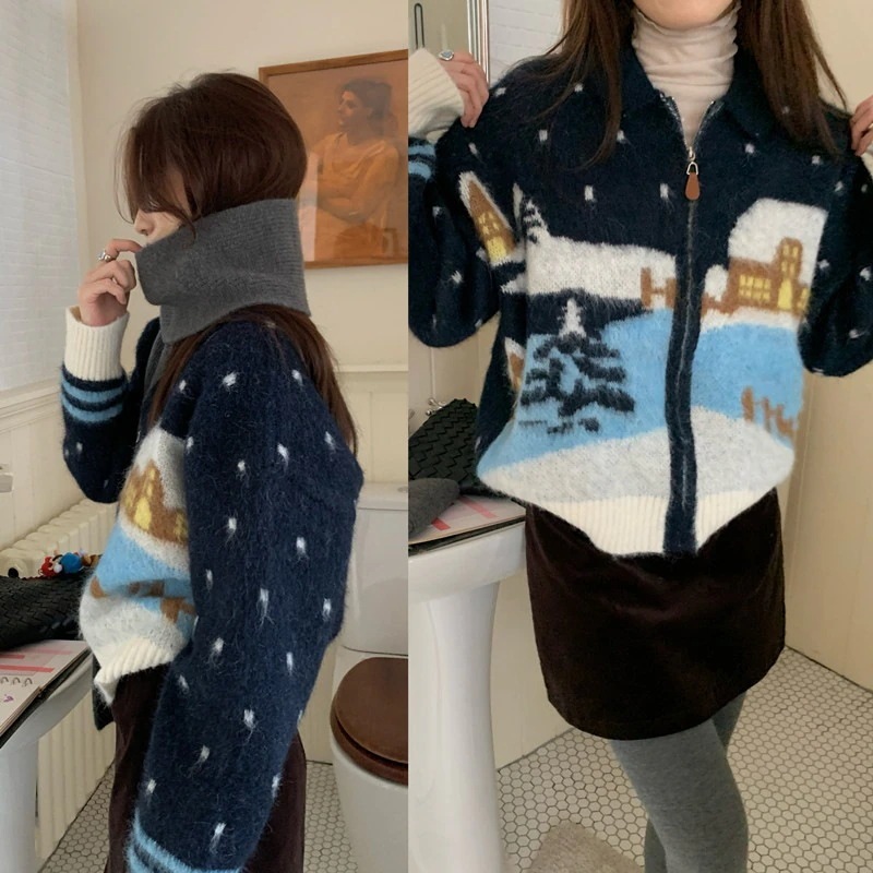 秋冬 カーディガン 韓国ファッション ニット長袖 セーター