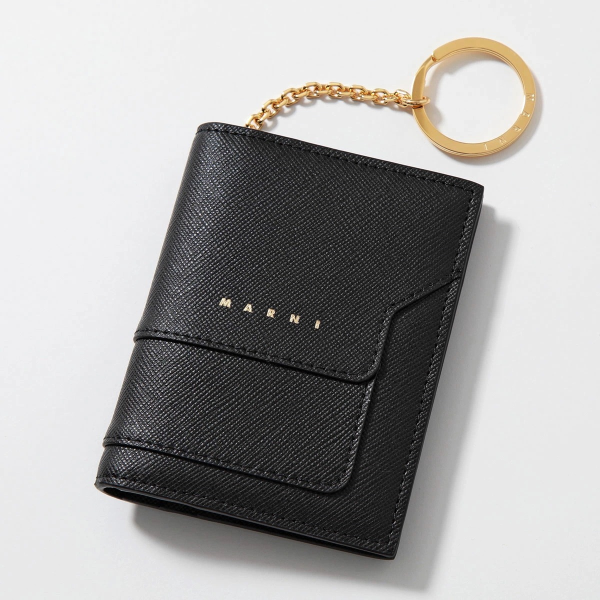 MARNI マルニ カードケース PFMO0076U0 LV520 メンズ レザー キーリング付き ロゴ 定期入れ カードホルダー Z360N